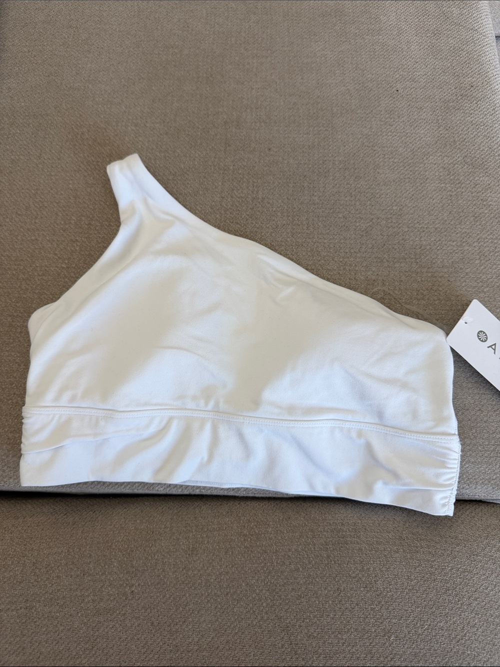 One-Shoulder White Sports Bra